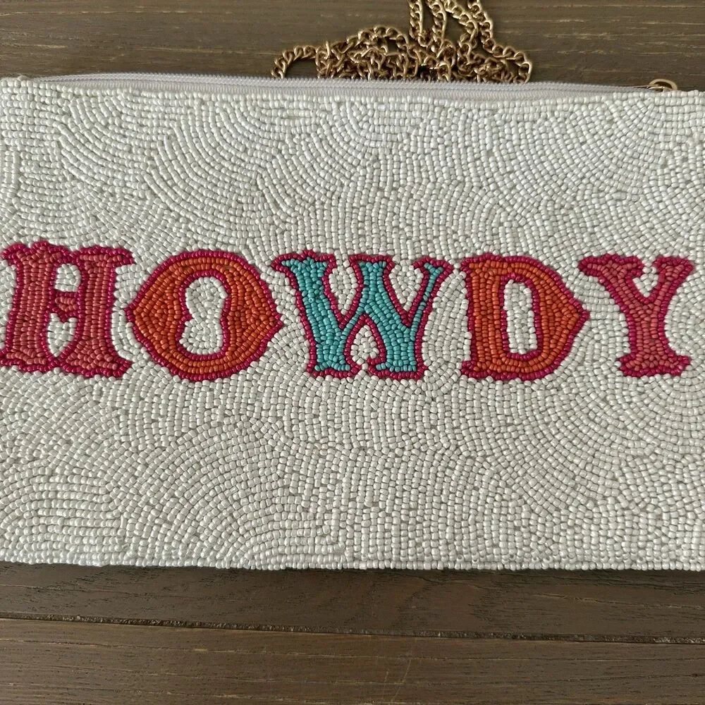 Royal Standard beaded Crossbody coin purse “Howdy